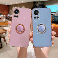 เคสโทรศัพท์ OPPO Reno10 Pro 5G Reno10 Pro+ 5G คลาสสิกหรูหราพร้อมนาฬิกาที่วางโทรศัพท์ชุบขอบตรงการออกแบบงานฝีมือซิลิโคนนิ่มเคส Reno 10pro+ 5G Reno 10pro 5G ตัวยึดเคสโทรศัพท์