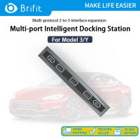 Brifit แท่นวางฮับ USB ของคอนโซลกลาง Tesla Model 3/Y อุปกรณ์เสริม อุปกรณ์เสริมอะแดปเตอร์คอนโซลกลาง พร้อมพอร์ต PD Fast Charge