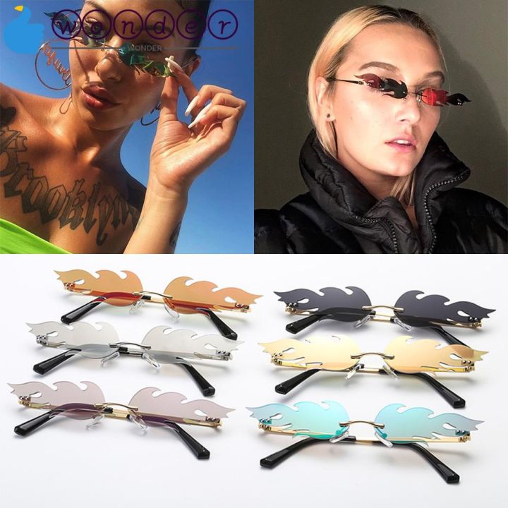wonderful-1pc-fashion-fire-flame-sunglasses-luxury-trending-narrow-rimless-wave-sun-glasses