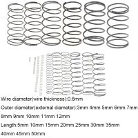 10ชิ้น0.6*3 4 5 6 7 8 9 10 11 12มม * 5-50มมเหล็กสปริงอัดขนาดเล็กสปริงกลับกลสปริงรับแรงดัน OD 3มม