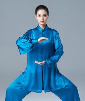 Worm Silk Martial Art Uniform Tai Chi Clothes Kung Fu Set Wushu Clothing For Woman Wudang Coat Man Training Clothes Blue Color