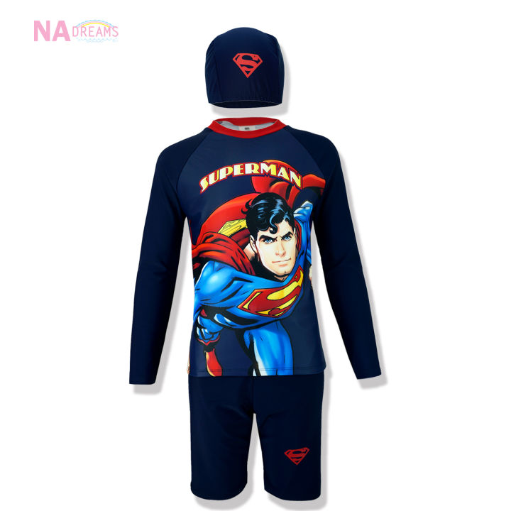 dc-ชุดว่ายน้ำเด็ก-ลายการ์ตูน-เสื้่อ-กางเกง-swimwear-ซุปเปอร์แมน-superman-ลิขสิทธิ์แท้-ผ้าคุณภาพดี-เด็กโต-3-10-ขวบ