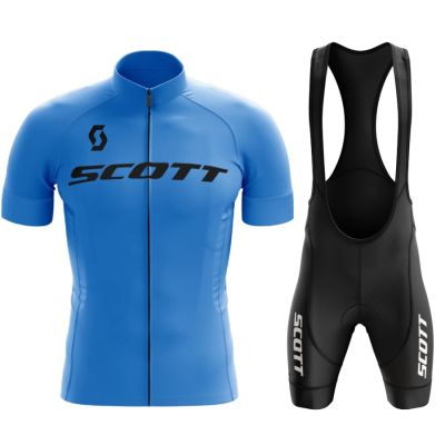Scott Bicycles Cycling Jersey Set MTB Mens Cycling Maillot Summer Cycle T-Shirt Bib Shorts Suit Triathlon Mountain Bike Clothes