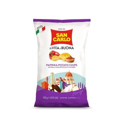 🔖New Arrival🔖 ซาน คาร์โล มันฝรั่งทอด รสปาปริก้า 150 กรัม - San Carlo Paprika Flavour Potato Chips 150g 🔖