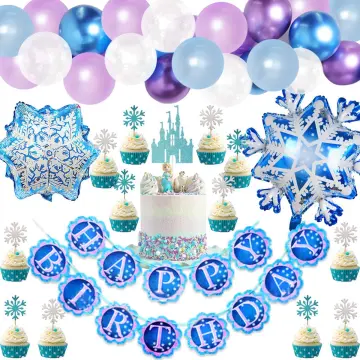 18pcs 3D Hanging Christmas Snowflake Decorations, Winter Blue Silver Frozen Theme Paper Snowflakes Ornaments Garland for Ice Princess Birthday New