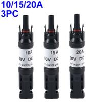 3pcs Photovoltaic Fuse Diode Connector 10A 15A 20A UL94-V0 IP67 Diode Solar Plug Connector Diode Connector For Solar PV System Wires Leads Adapters