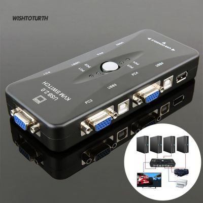 ☼WT 4 Port USB 2.0 KVM Switch Mouse/Keyboard/Printer/VGA Video Monitor 1920x1440