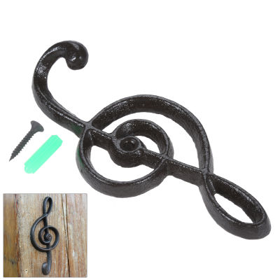 Music Note Shape Hook Iron Wall Hanger Unique Home Decor Vintage European style Kitchen Bathroom CoatstowelKeyHat 16x6.8cm