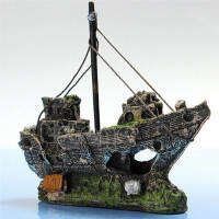 Wreck Sunk Ship Aquarium Ornament เรือใบเรือพิฆาตถังปลา Cave Decor Landscape Decor Fish Tank Aquarium อุปกรณ์เสริม