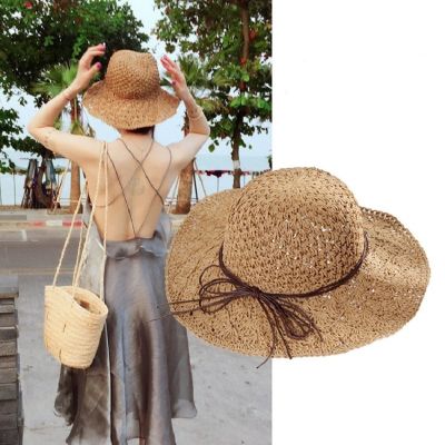 Casual Bowknot Hat New Fashion Hat Sun Protection Hat Outdoor Style Hat Handmade Straw Hat Bow Sun Hat Beach Hat