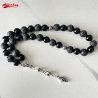 Tasbih men lava stone with black agate turkish style muslim prayer beads bracelet Ramadan Eid gift islamic misbaha men rosary