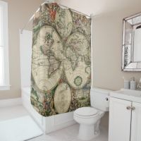 Antique Map Classic Old World R Map Shower Curtain Bathroom Curtain Hook Bathroom Curtain Home Decor Curtain l220cm