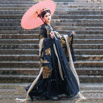 hanfu-bronzing-เสื้อแขนใหญ่คู่สูทสีดำคอไขว้หน้าอกหน้าอกเอวกระโปรงเครื่องแต่งกายโบราณ-beifu-my-8-9