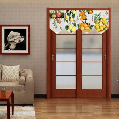 New Chinese Kitchen Triangle Flag Door Curtain Shop Commercial Partition Decoration Short Curtain Chinese Feng Shui Curtain