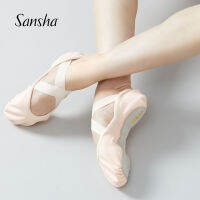 Sansha ผู้ใหญ่บัลเล่ต์รองเท้าแตะผ้าใบ Full Sole Build-In ผ้ายืดรองเท้าเต้นรำบัลเล่ต์สำหรับ Beginner สุภาพสตรีชาย FR22C