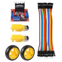 L298N Stepper Motor Controller Board + Dual Shaft Gear Motor TT Motor with Wheel + 40pin Male to Femal Dupont Wire for Arduino