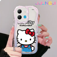 Jlingji เคสสำหรับ Infinix Smart 6 HD Smart 6 Plus Smart 6 Plus Smart 7เคสการ์ตูน Hello Kitty Pattern ดีไซน์ใหม่ลายคลื่นเนื้อครีมปลอกเคสมือถือกันกระแทกแบบใสนิ่มเคสโปร่งใสลายกล้องถ่ายรูปเรียบง่ายอ่อนโยนฝาครอบป้องกัน