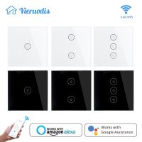 EU/UK Smart Light touch Switch 1/2/3 Gang wall switch Touch/WiFi/Voice/APP Smart Home controller Works with Alexa/Google home