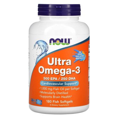 พร้อมส่งเลย 🔥 Now Foods Ultra Omega-3 500 EPA/250 DHA 90,180Softgels น้ำมันปลา โอเมก้า3 เข้มข้น บำรุงสมอง
