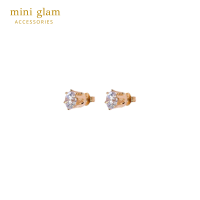 Miniglam Crown CZ Stud Earrings ต่างหูมงกุฎเพชรคริสตัล (6mm)