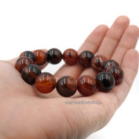 AGATE หินอาเกต โมรา สีน้ำตาลส้ม ขนาด 12 มม. สร้อยข้อมือหินแท้ by siamonlineshop