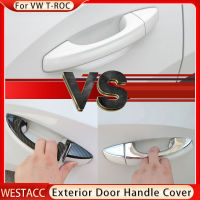 4Pcs รถภายนอกประตู Handle Cover Trim สติกเกอร์สำหรับ Volkswagen VW Troc T-Roc 2017 2018 2019 2020 2021 2022อุปกรณ์เสริม