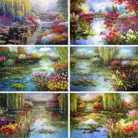 GATYZTORY Painting By Numbers For s Colorful Lotus Flower Pool Paints Kits Diy Framed Modern Home Living Room Wall Photo