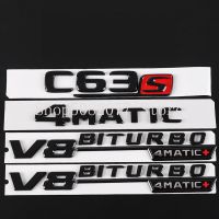 2017 Flat Letters Emblem C63 C63S Coupe Night Edition V8 Biturbo 4MATIC+ For Mercedes Benz AMG W204 W205 Class C Car Trunk Logo