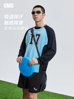 OMG movement letters printing American basketball jersey splicing bump color restoring ancient ways frisbee long-sleeved T-shirt male couples mesh