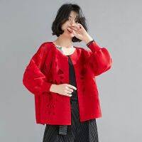 2023 Korean Lady S จีบเสื้อแบบหลวมผู้หญิงใหม่อารมณ์ Cardigan