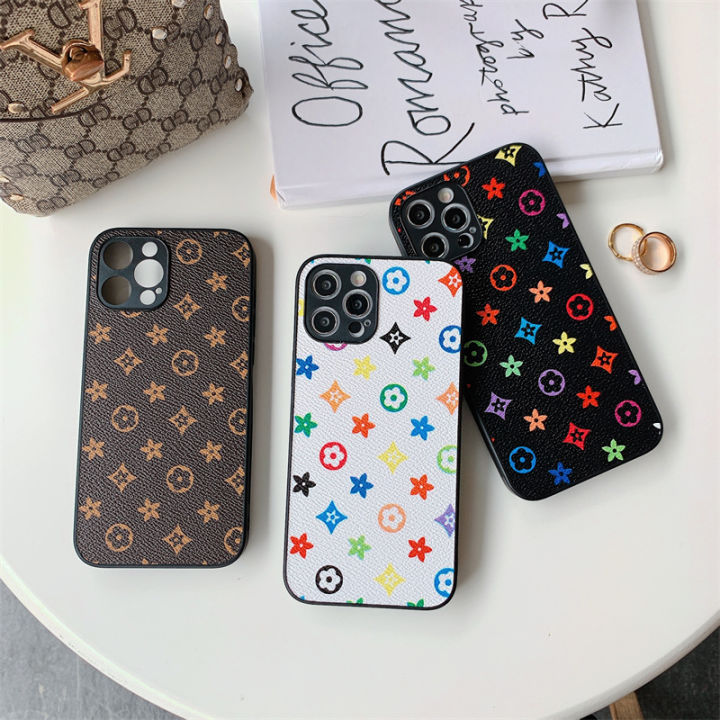Soft LV Leather Back Case Cover For Iphone 12