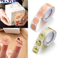 TEAZLE 500ชิ้นบรรจุภัณฑ์สุขสันต์วันซองคริสต์มาสแบบทำมือป้ายสติกเกอร์ Stickers ขนมอบสติกเกอร์ปิดผนึกสติ๊กเกอร์คริสต์มาสโน้ตกระดาษแปะฉลากกาว