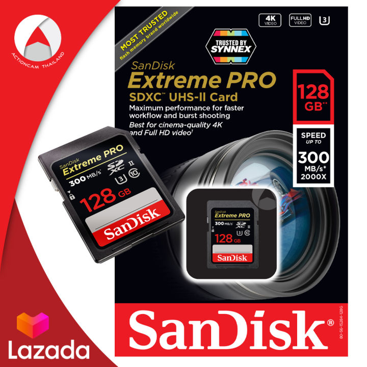 ผ่อน-0-sandisk-sd-card-extreme-pro-128gb-ผ่อนนานสูงสุด-6-เดือน-sdxc-uhs-ii-ความเร็ววิดีโอ-c10-u3-v30-speed-300mb-s-เขียน-260mb-s-sdsdxdk-128g-gn4in-memory-เมมโมรี่การ์ด-สำหรับ-กล้องถ