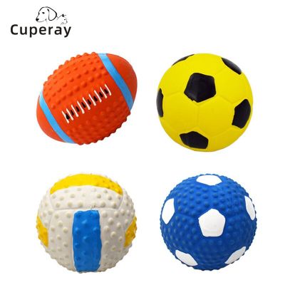 Pet Toy Elasticity Balls Sounding Toy Latex Rugby Tennis Puppy Teeth Cleaning Training Pet Product Molar Bite Rubber Chew Ball Toys