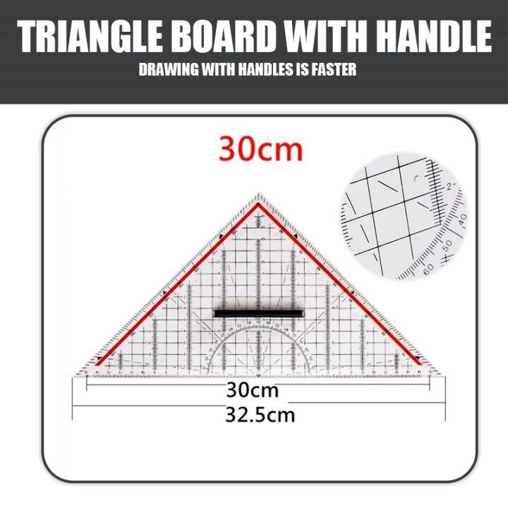 20cm-30cm-drawing-triangle-ruler-protractor-measurement-ruler-with-handle-multi-function-drawing-design-ruler-stationery