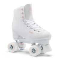 รองเท้าโรลเลอร์สเก็ตลีลา รองเท้าสเก็ตลีลา รองเท้าสเก็ต สีขาว OXELO Kids Adult Artistic Roller Skating Quad Skates White