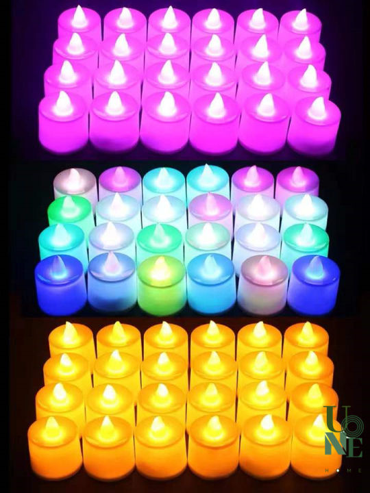 uonehome-พร้อมส่ง-h035-เทียนไฟ-led-โคมไฟเทียนหลากสี-วงกลม-1-ชิ้น-เทียนปลอม-ตกแต่งบ้าน-งานปาร์ตี้-งานวันเกิด