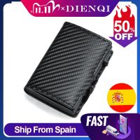 Carbon Fiber Rfid Credit Card Holder Men Wallets Leather Business Credit Bank Cardholder Case Tarjetero Hombre id badge holder Card Holders