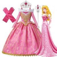 NNJXD Girls Dress Aurora Costume Halloween Party Role Play Costume Princess Cosplay Christmas Sleeping Beauty Dress