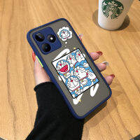 GGK เคสสำหรับ Realme C53 Realme Narzo N53การ์ตูนโดราเอมอนน่ารักลายขอบด้านข้างแมวอ้วนน่ารักเคสแข็งมีน้ำค้างแข็งโปร่งใสเด็กหญิงเด็กชายเคสป้องกันกล้องคลุมทั้งหมดกันกระแทก