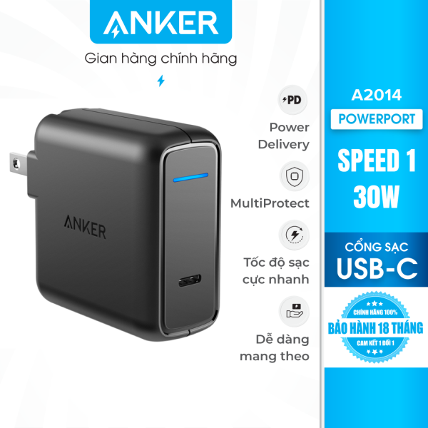 Sạc Anker PowerPort Speed 1 cổng USB-C Power Delivery 30W – A2014