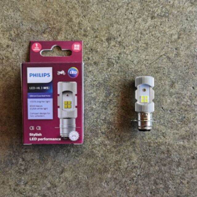 cod-philips-หลอดไฟหน้า-led-รุ่น-led-hl-m5-แสงขาว-สว่างเพิ่ม-100-หลอดไฟ-led-philips-มอไซค์-ไฟ-แป้นเล็กt19-12v-dc-6w-1หลอ