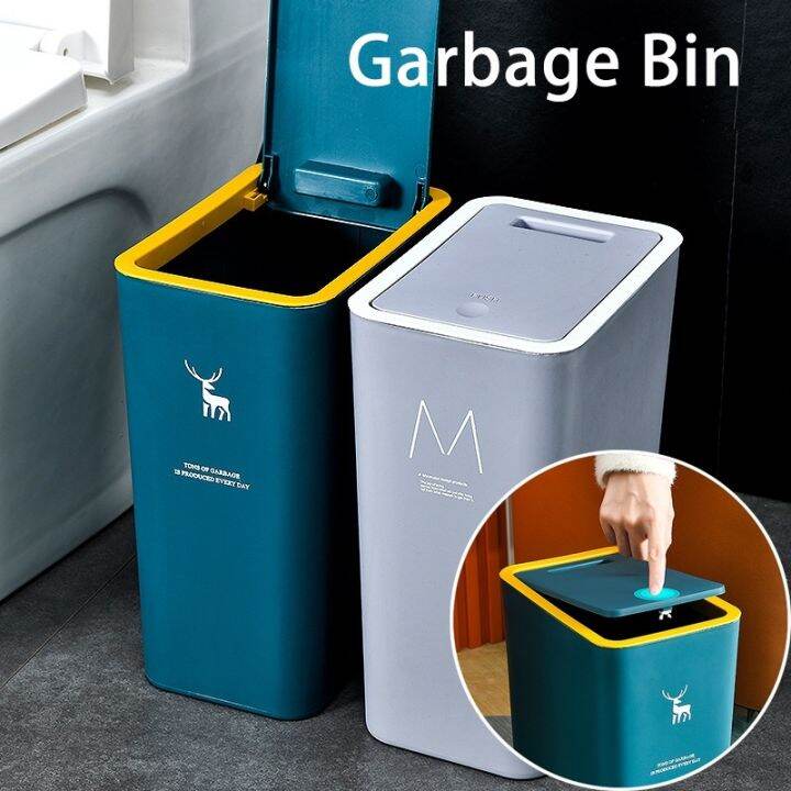 15L Rectangular Trash Can Kitchen Bathroom Toilet Trash Can Living Room With Lid Waste Garbage