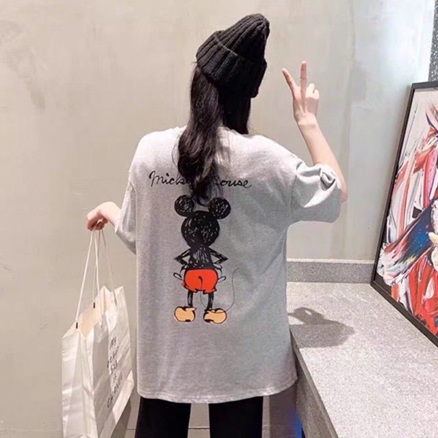 พร้อมส่ง-เสื้อยืดลายมิกกี้เมาส์หน้าหลัง-no36