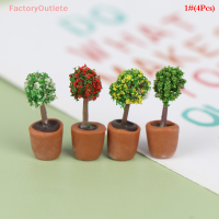 FactoryOutlete?Cheap? 4pcs 1:12 dollhouse Miniature กระถางต้นไม้ต้นไม้กระถางต้นไม้สีเขียวตกแต่งบ้าน