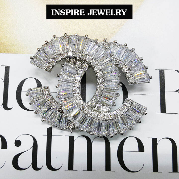 inspire-jewelry-เข็มกลัดเพชรสวิส-ฝังหนามเตย-หุ้มทองแท้-100-or-gold-plated-diamond-cloning