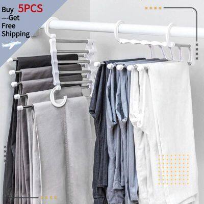 Clothes Rack Multi-functional 5 in 1 Trouser Storage Rack Closet Organizer Adjustable Pants Storage Shelf Stainless Steel Hanger Clothes Hangers Pegs