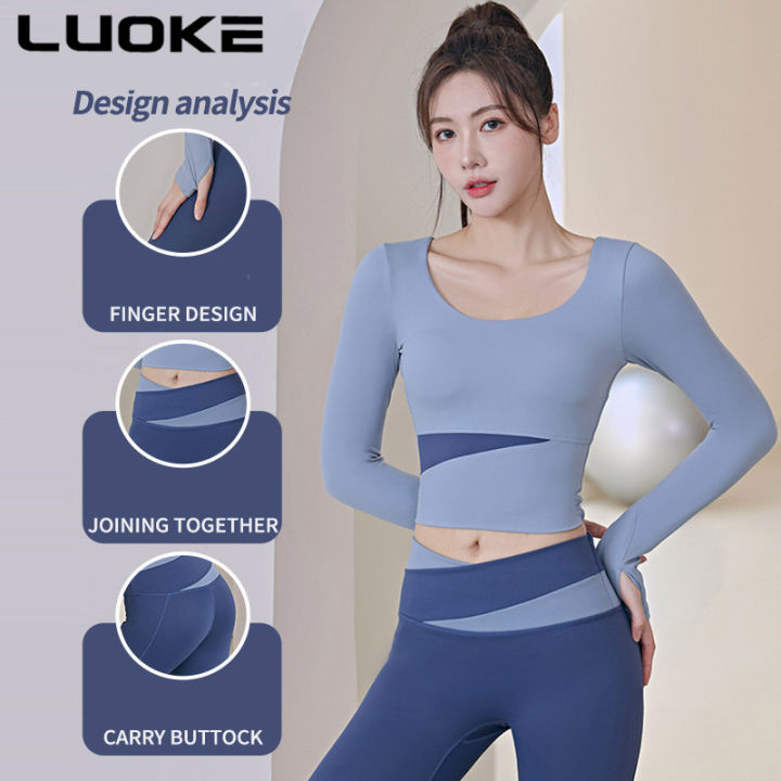 luoke-เสื้อกีฬาสำหรับผู้หญิงสำหรับผู้หญิง-เสื้อนอกฤดูใบไม้ร่วงและฤดูหนาวสีพีชแขนยาวแห้งเร็วดูดซึมเหงื่อเหงื่อเหงื่อเหงื่อ