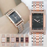 ⌚ นาฬิกาแฟชั่น⌚ Contracted fashion new alloy steel with square dial diamond ms quartz watch