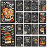 【YF】∏┋☁  Pizza Burger Metal Poster Bread Fries BBQ Tin Sign Restaurant Decoration Plaque for Wall